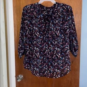 Polka Dot, V-neck blouse with pocket